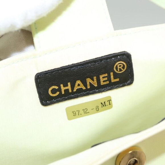 CHANEL COCO Mark Hand Bag Nylon Yellow Gold CC Auth - Picture 14 of 16